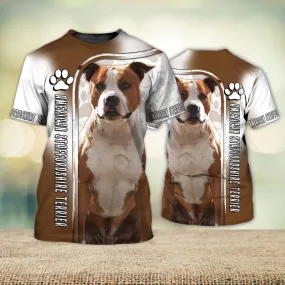 3D Dog T Shirts, American Staffordshire Terrier Love Never Walk Alone All Over Print T-Shirt, Gift For Pet Loves