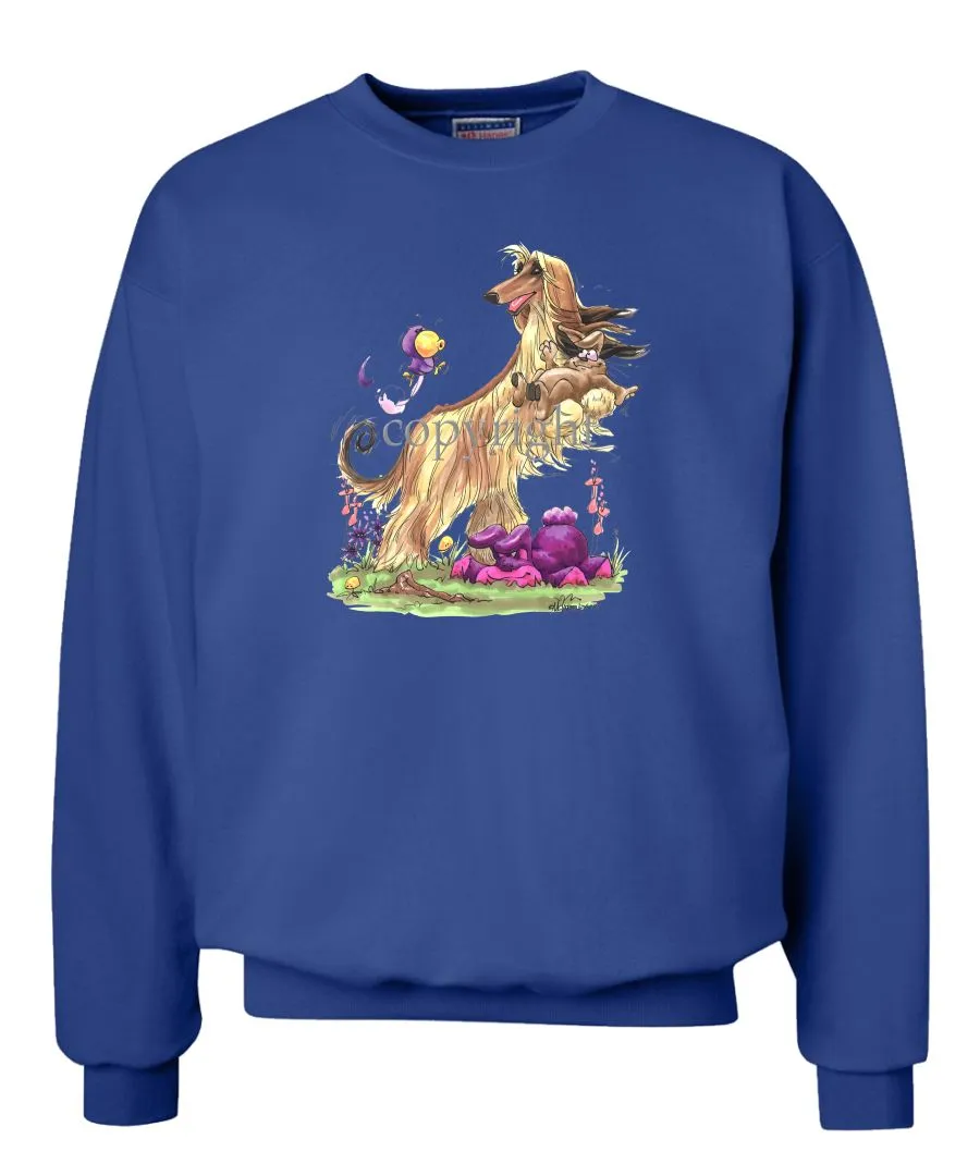 Afghan Hound - Standing With Rabbit - Caricature - Sweatshirt