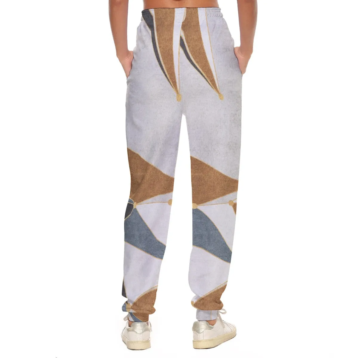 All-Over Print Women's Casual Pants 223 beige, abstract, print