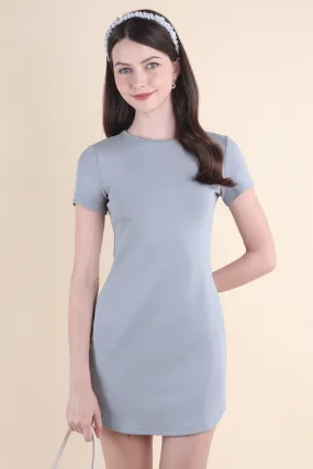 ALWAYS YOUR BABY TEE DRESS IN GREY BLUE
