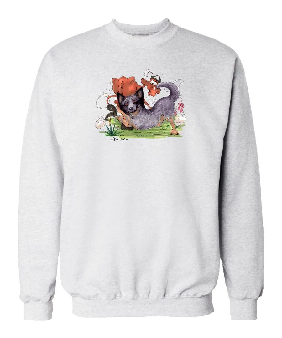 Australian Cattle Dog - Tackling Cow - Caricature - Sweatshirt