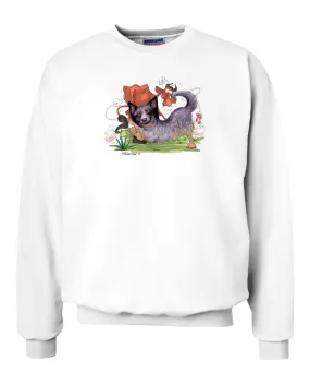 Australian Cattle Dog - Tackling Cow - Caricature - Sweatshirt