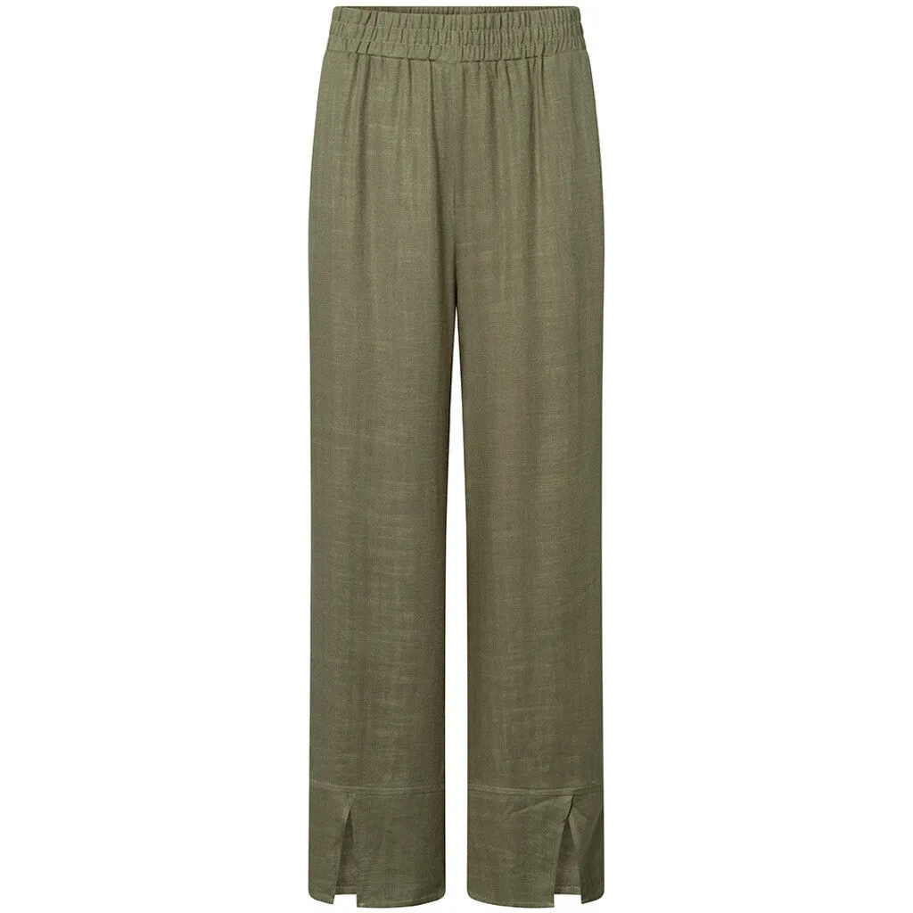 Beautiful Sofia pants with slit at bottom front / 100032 - Khaki (Visione)