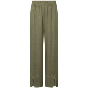 Beautiful Sofia pants with slit at bottom front / 100032 - Khaki (Visione)