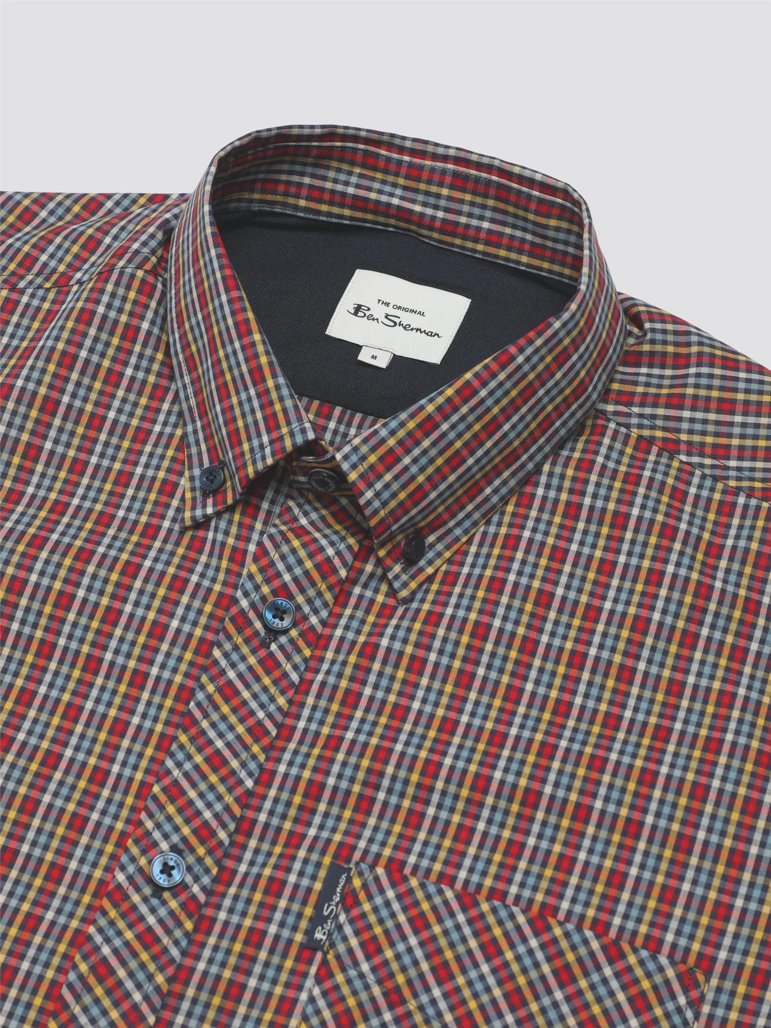 Ben Sherman Mens Short-Sleeved Mini Gingham Check Shirt