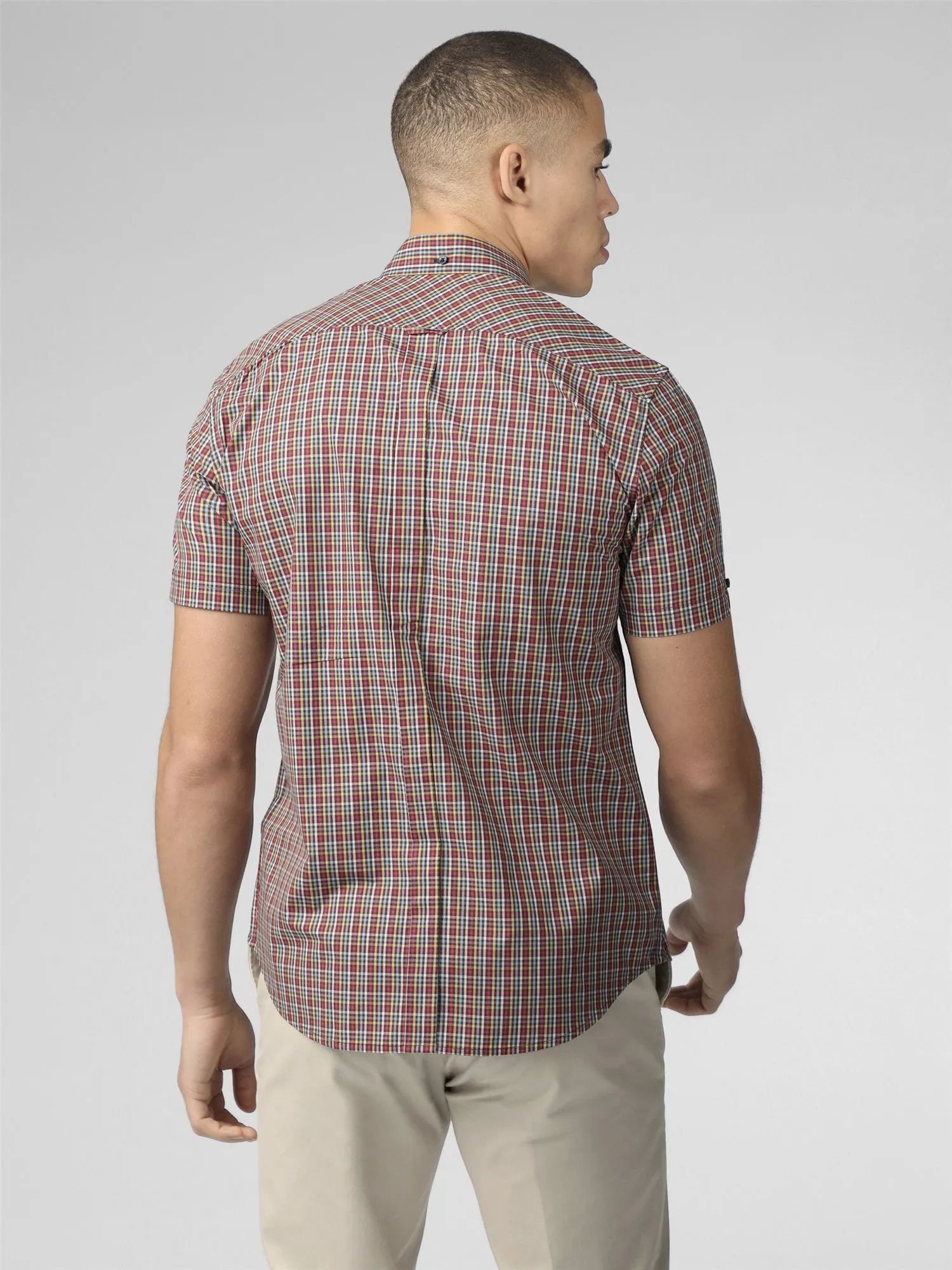 Ben Sherman Mens Short-Sleeved Mini Gingham Check Shirt
