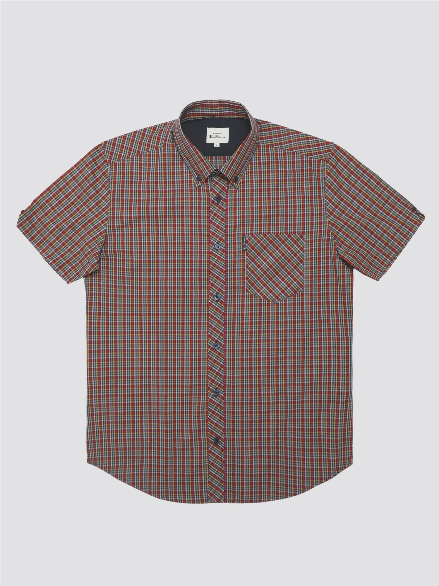 Ben Sherman Mens Short-Sleeved Mini Gingham Check Shirt