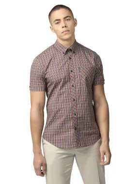 Ben Sherman Mens Short-Sleeved Mini Gingham Check Shirt