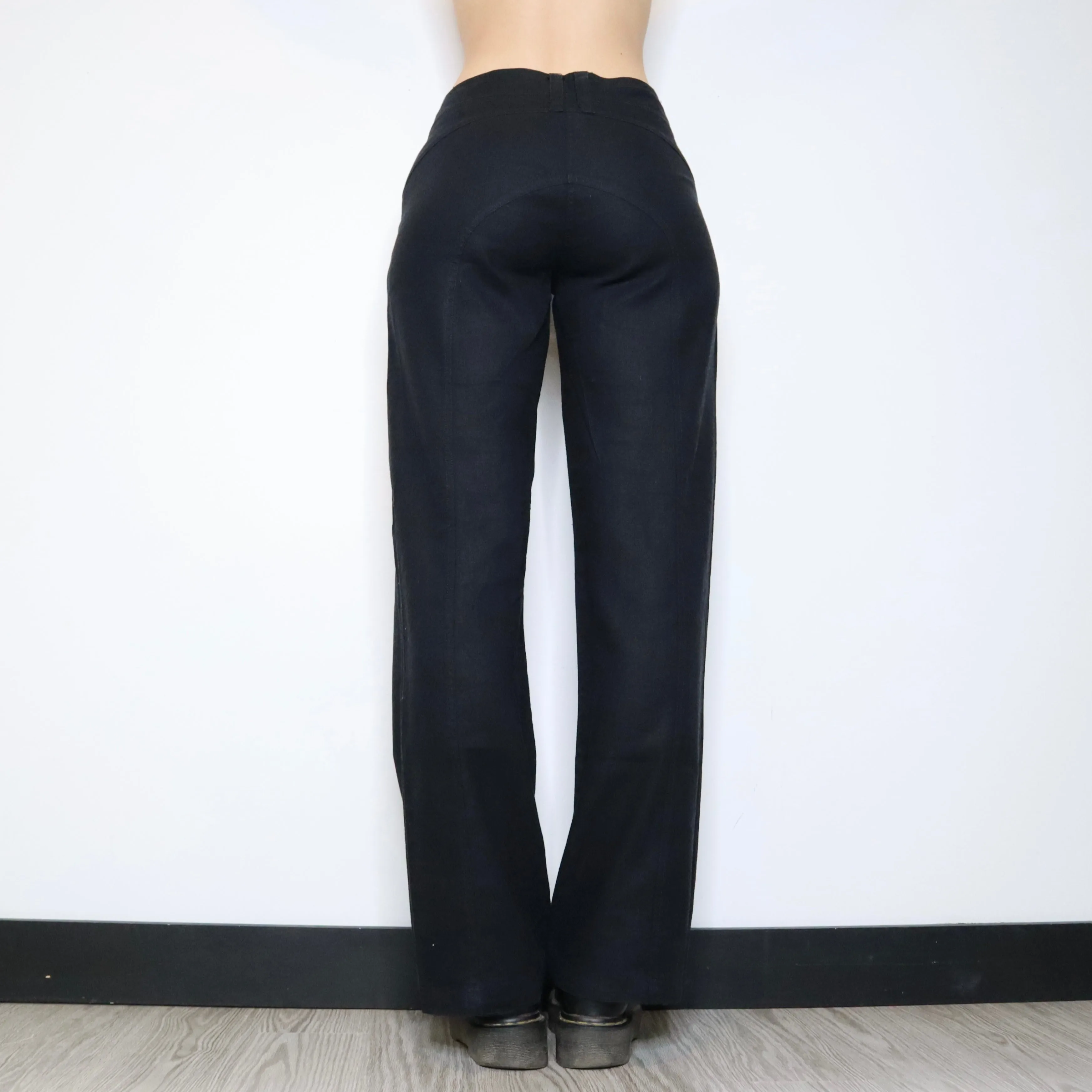 Black Linen Wide Leg Pants (Small)