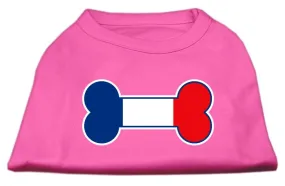 Bone Shaped France Flag Screen Print Shirts Bright Pink S (10)