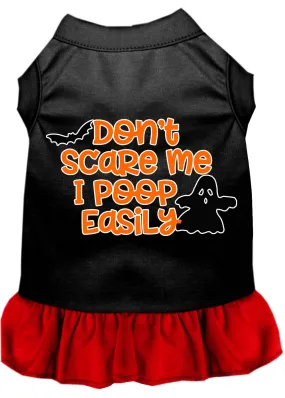Don't Scare Me, Poops Easily Screen Print Dog Dress Black With Red Xxl