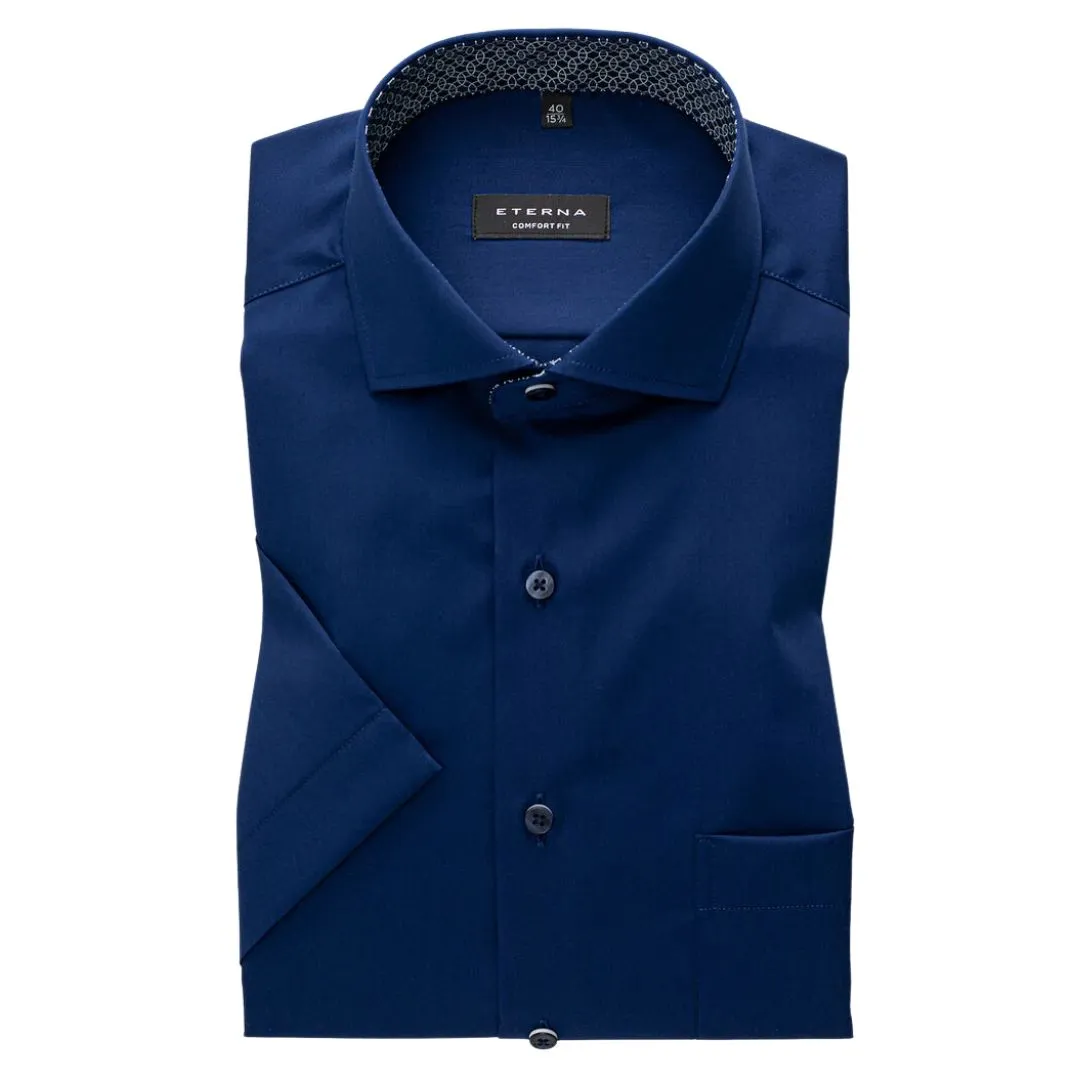 Eterna Twill Blue Short Sleeve Shirt Blue