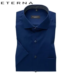 Eterna Twill Blue Short Sleeve Shirt Blue