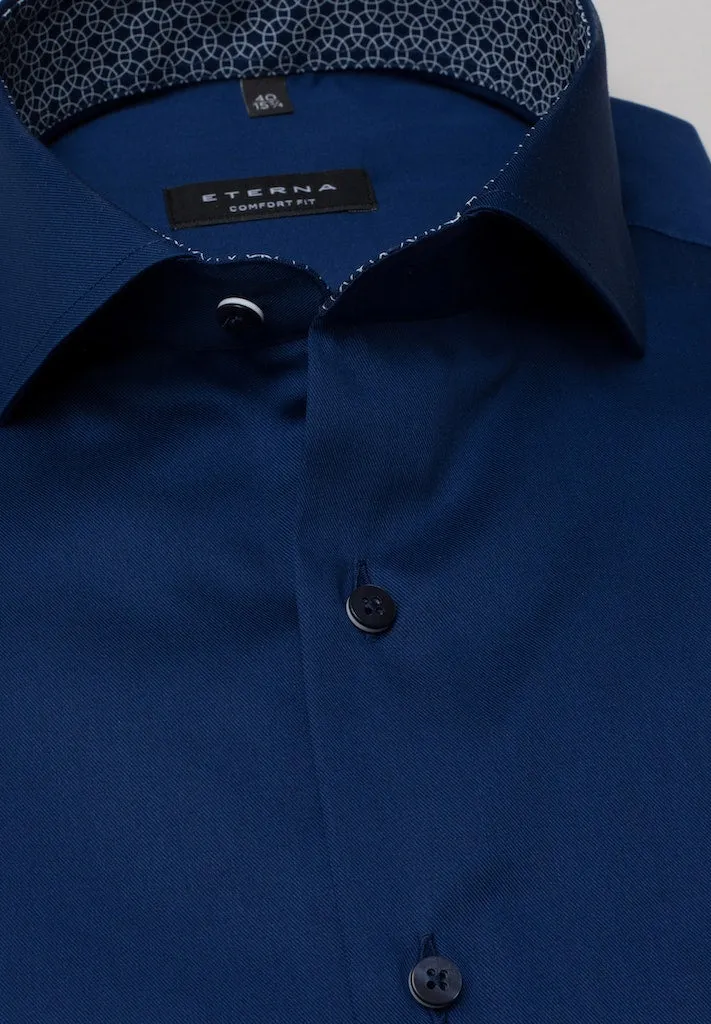 Eterna Twill Blue Short Sleeve Shirt Blue