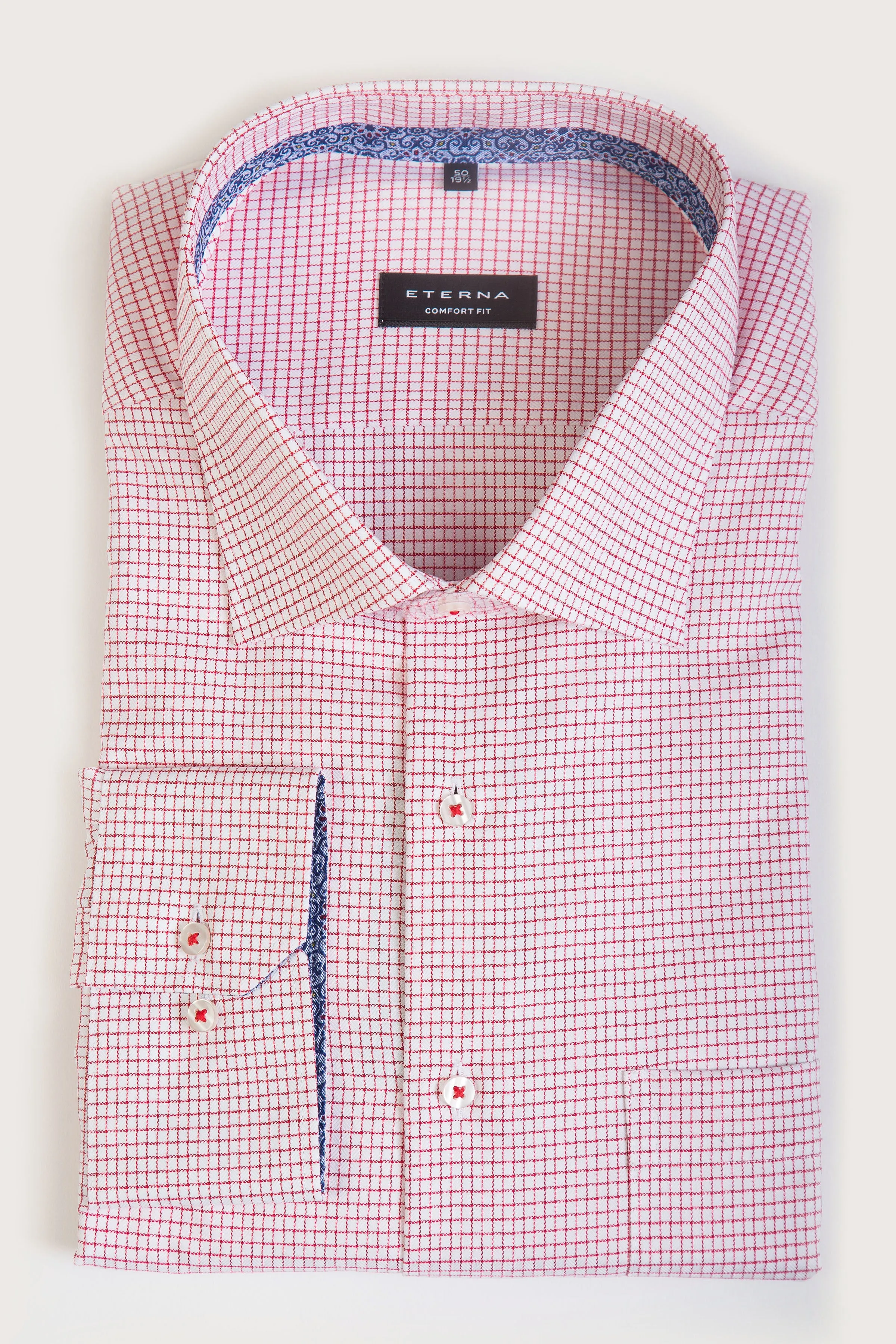 Eterna White W/ Red Check Red