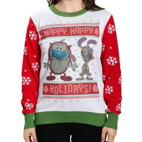 Happy Happy Holidays Ren & Stimpy Character Sweater