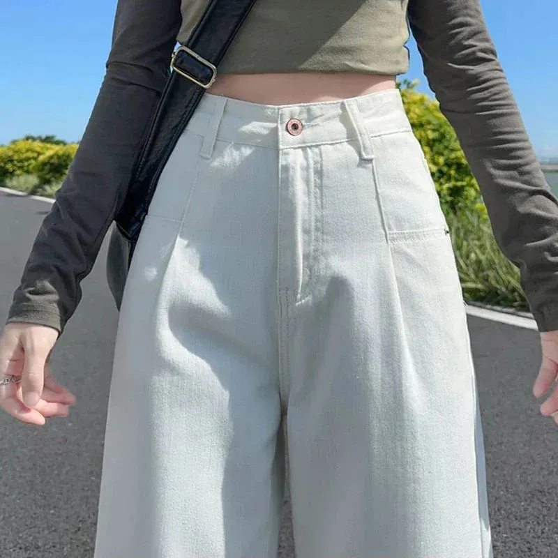 High Waisted Wide Leg Straight Loose Denim Jeans