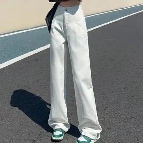 High Waisted Wide Leg Straight Loose Denim Jeans