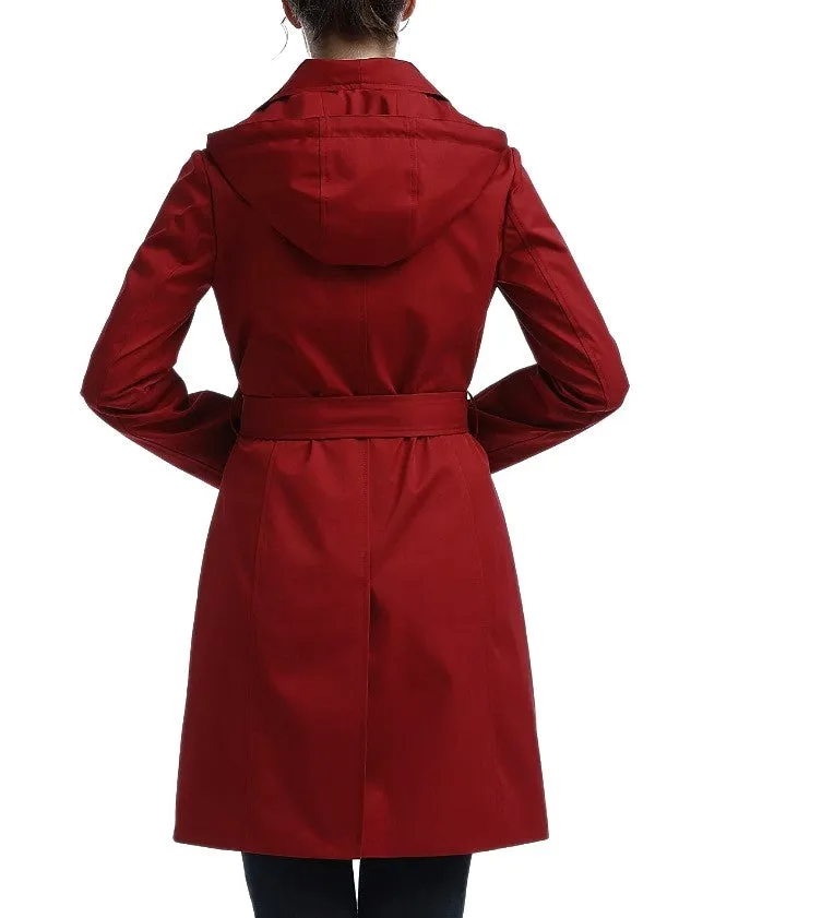 Kimi   Kai Women's Elsa Water-Resistant Hooded Trench Coat Red Size XL