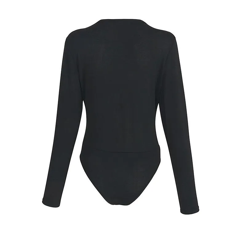 LONG SLEEVE LACE CROTCHET LACE-UP BODYSUIT