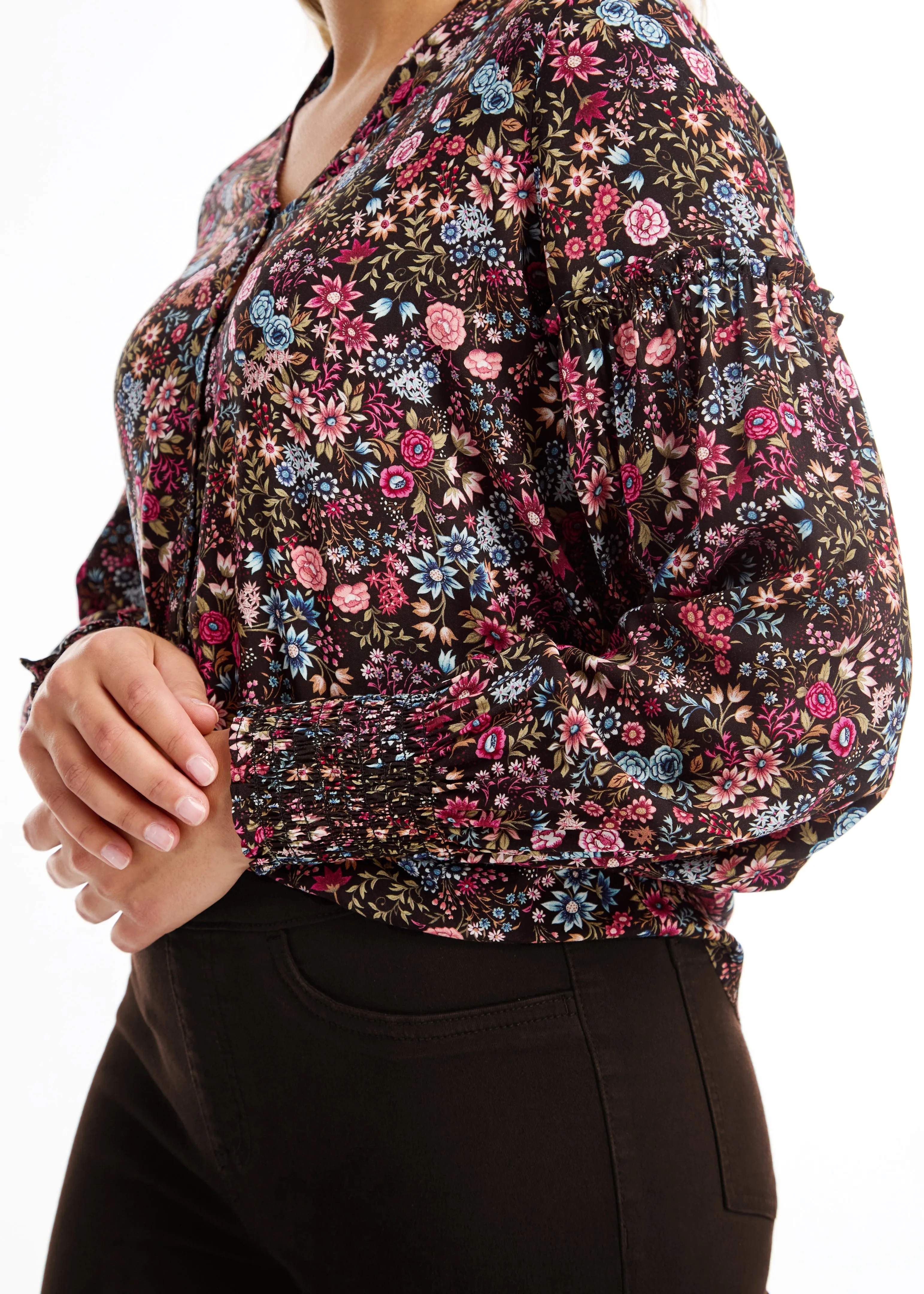 Long-Sleeve Smock Cuff Shirt