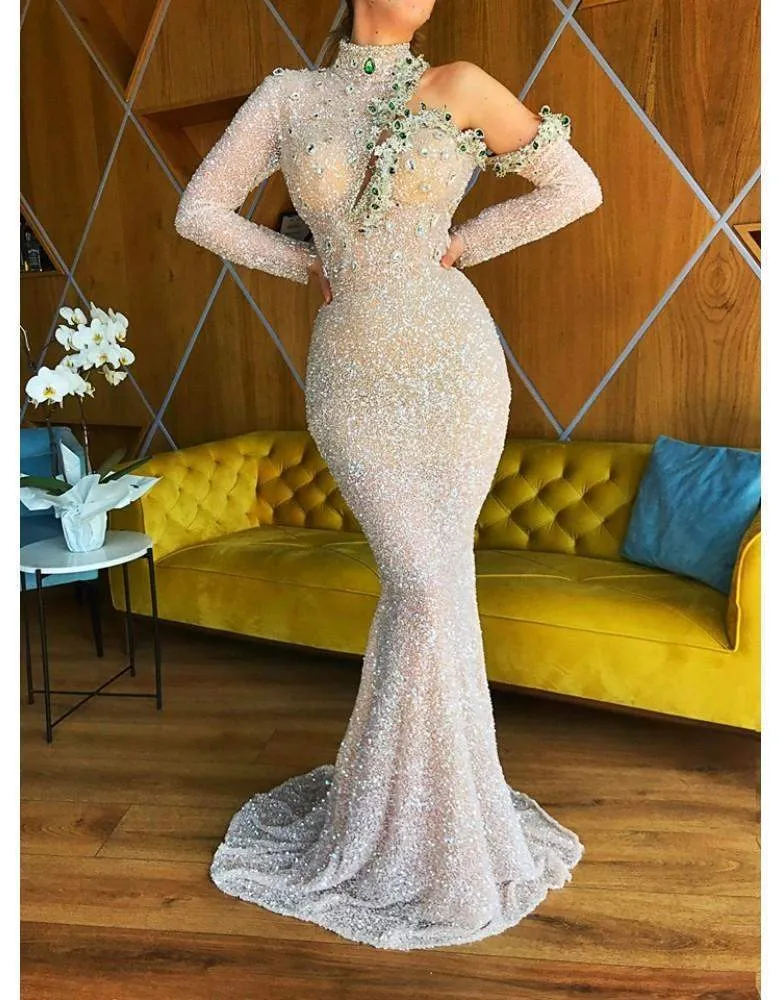 Luxury Evening Dress Pink and White