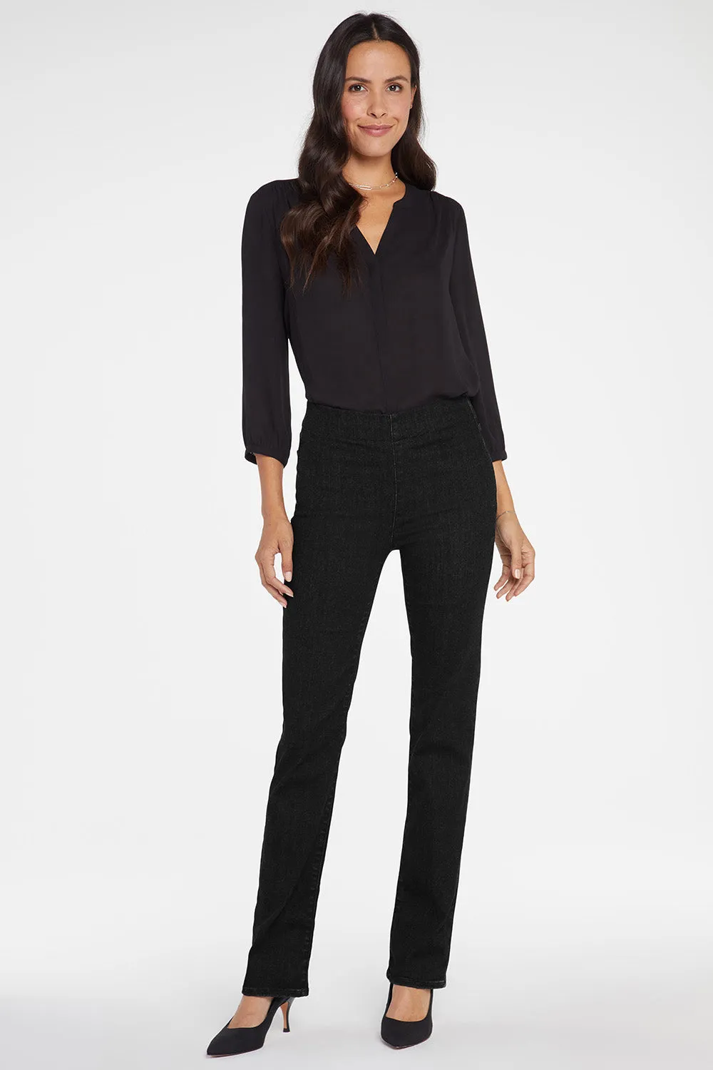 Marilyn Straight Pull-On Jeans - Black