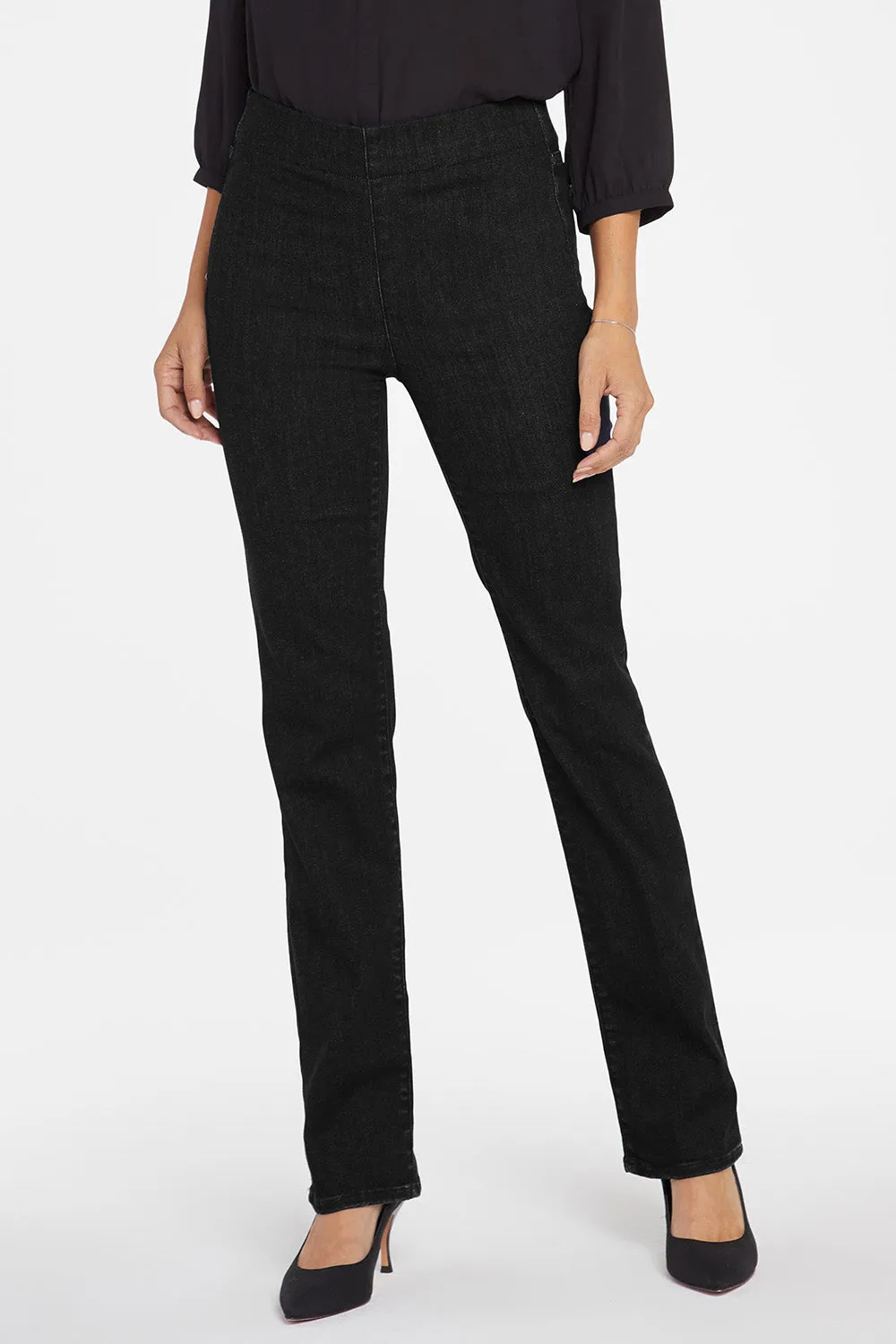 Marilyn Straight Pull-On Jeans - Black