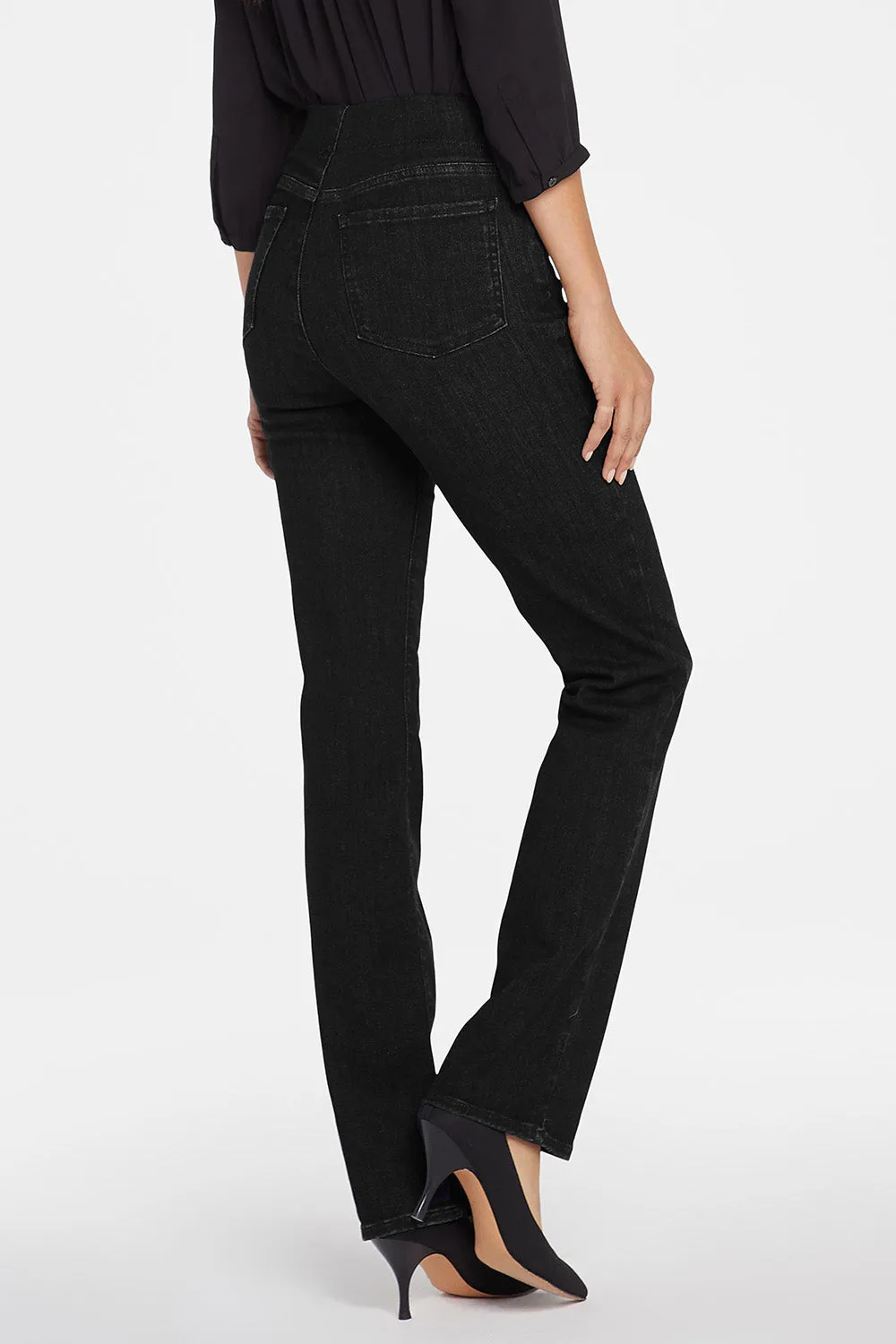 Marilyn Straight Pull-On Jeans - Black