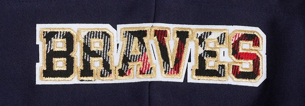 MLB ATLANTA BRAVES PRO PREP WOMEN'S RIB FLC CROPPED PO HOODIE (MIDNIGHT NAVY/RED/MIDNIGHT NAVY)