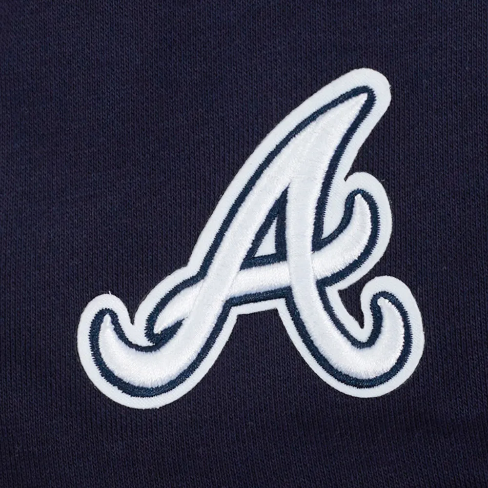 MLB ATLANTA BRAVES PRO PREP WOMEN'S RIB FLC CROPPED PO HOODIE (MIDNIGHT NAVY/RED/MIDNIGHT NAVY)