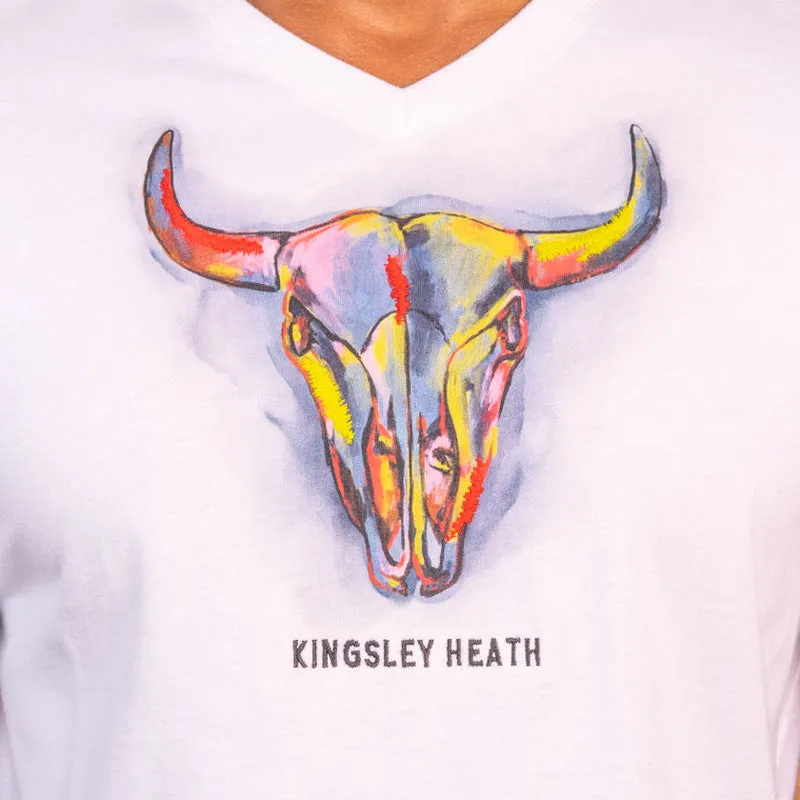 Oil Painted Skull V-Neck Tee Pelican