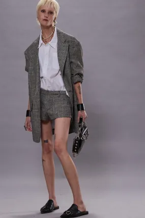 OVERSIZED RAGGED BLAZER - BLACK&WHITE GLENPLAID