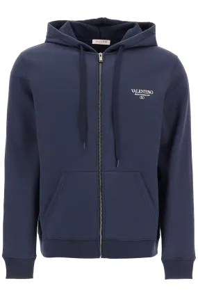 "full zip sweatshirt with logo print 5V3MF27QA8D NAVY/BIANCO
