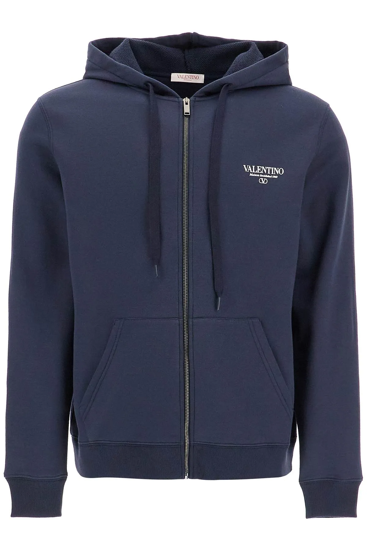 "full zip sweatshirt with logo print 5V3MF27QA8D NAVY/BIANCO
