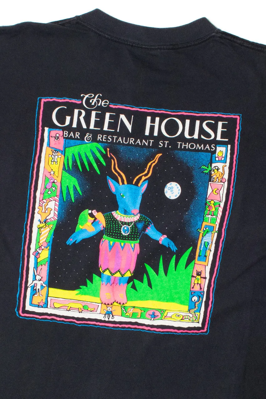 "The Green House" Neon Print Pocket T-Shirt