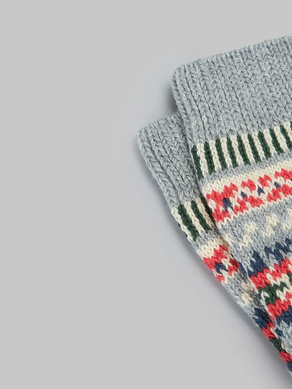 ROTOTO Jacquard Crew Socks Fairisle Grey