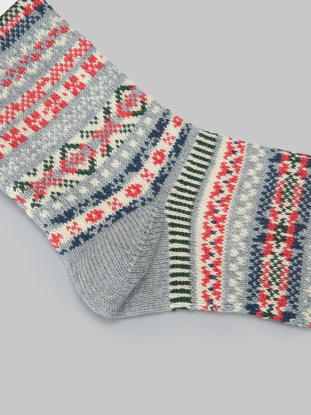 ROTOTO Jacquard Crew Socks Fairisle Grey