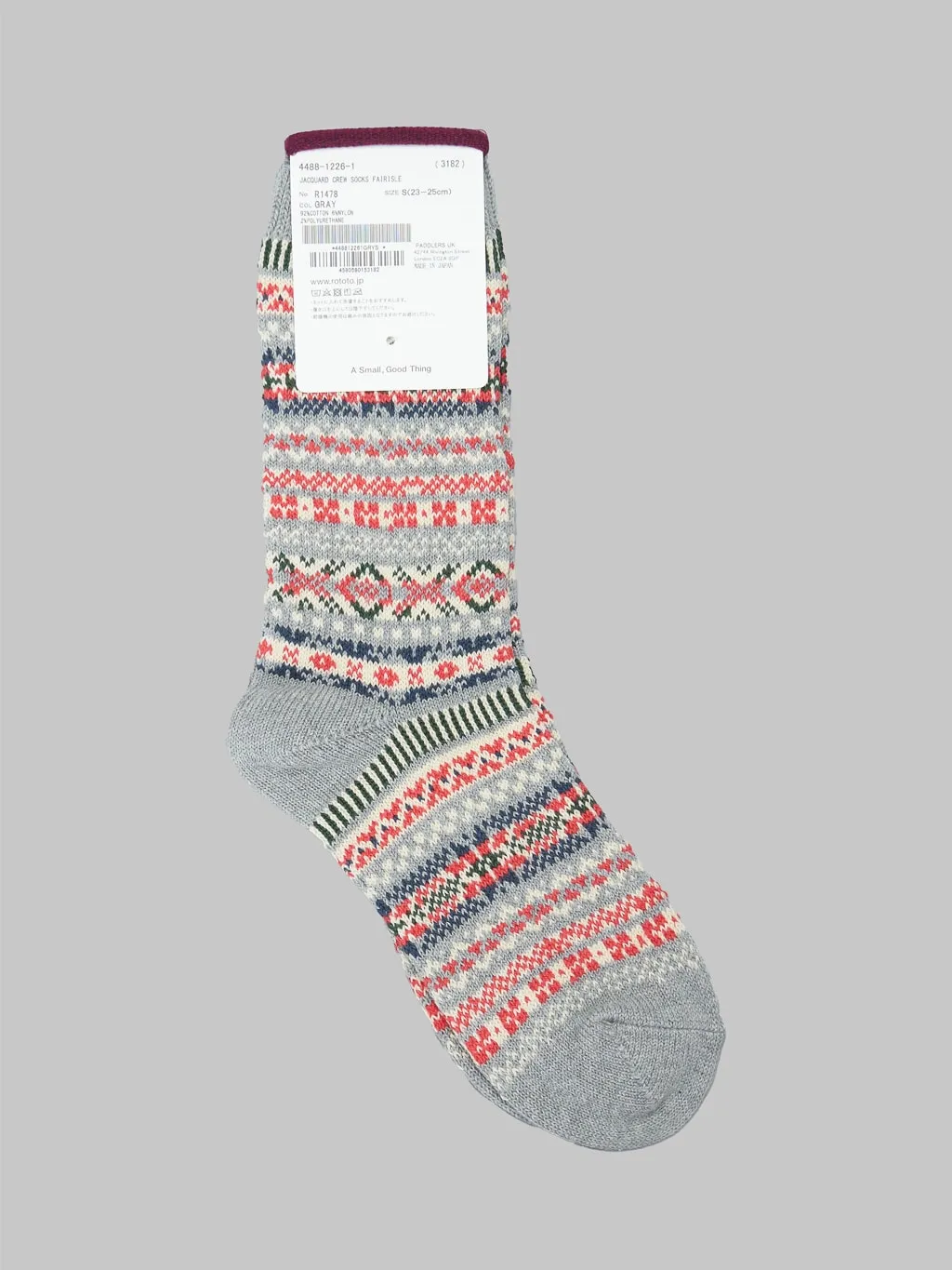 ROTOTO Jacquard Crew Socks Fairisle Grey