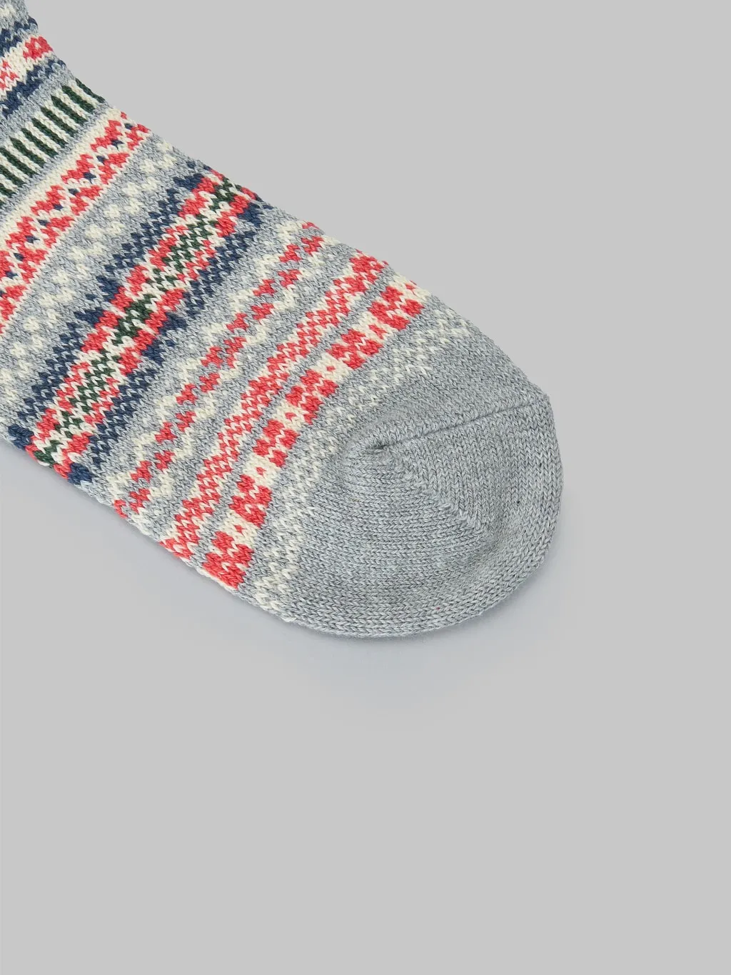 ROTOTO Jacquard Crew Socks Fairisle Grey