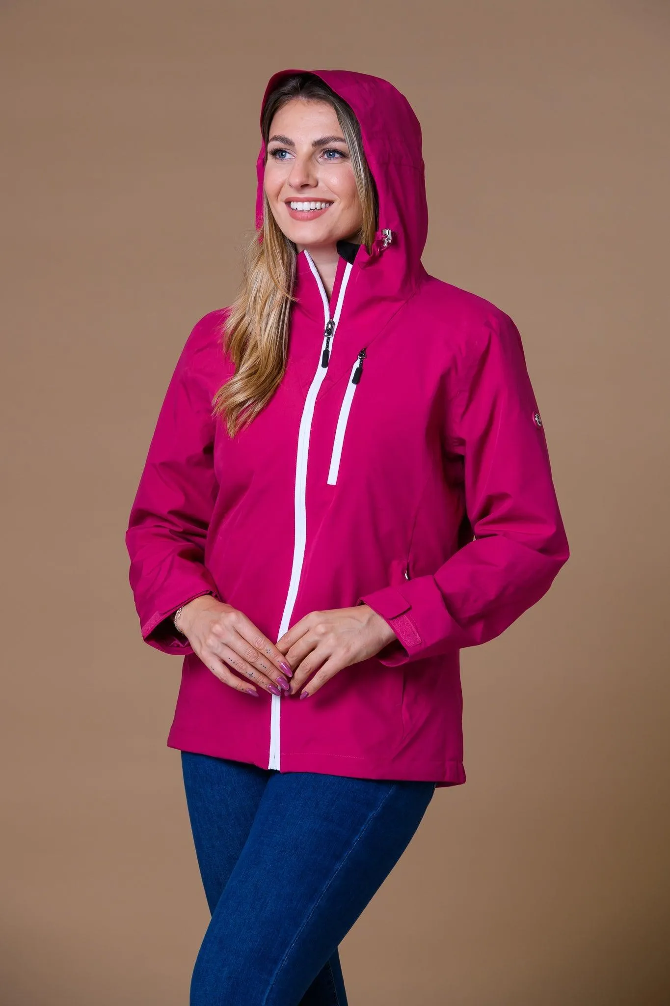 White Zip Waterproof Jacket