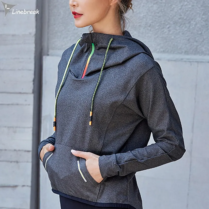 Women Sports Running Jackets Gym Hoodies Long Sleeve Yoga Shirts Workout Hoodie Training Femme Fitness Clothing Sports Wear
